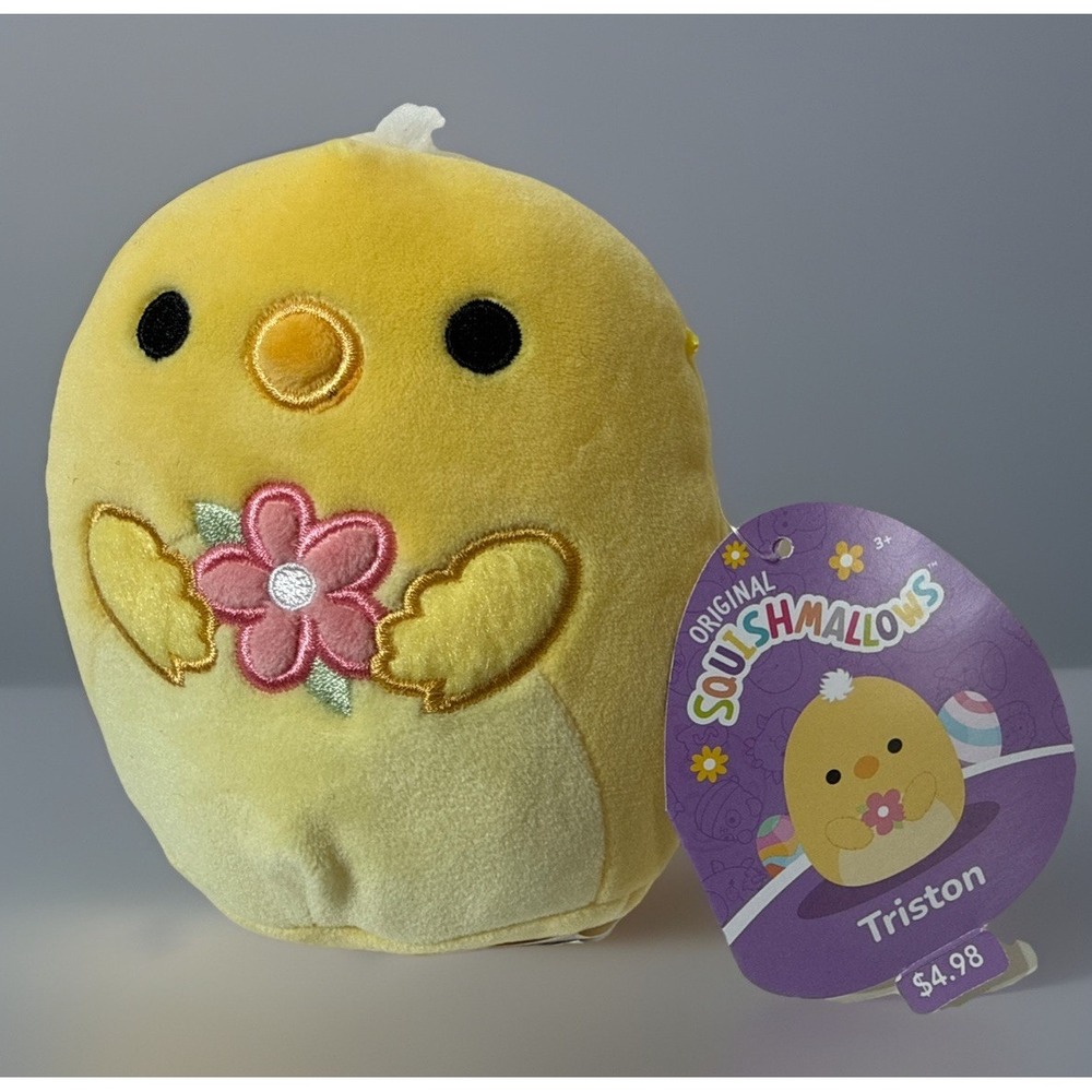 Squishmallows 5" TRISTON Chick &‎ Flower 2024 Yellow/Pink Easter Soft Plush Tags